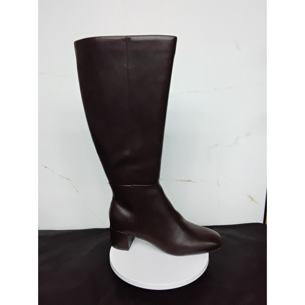 Bandolino Addyson Boots Dark Brown Wide Calf Block Heel Size 7.5W SL118